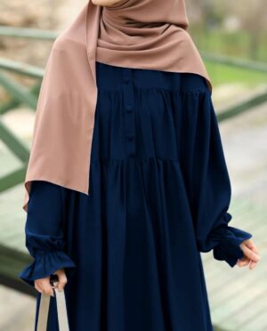 Blue Georgette Plain Abaya for Women | Modern Classic Abaya Dress - Husnezara