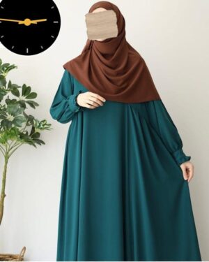 Plain Georgette Abaya with Stoller | Classic Green Full-Length Abaya for Women – Husnezara