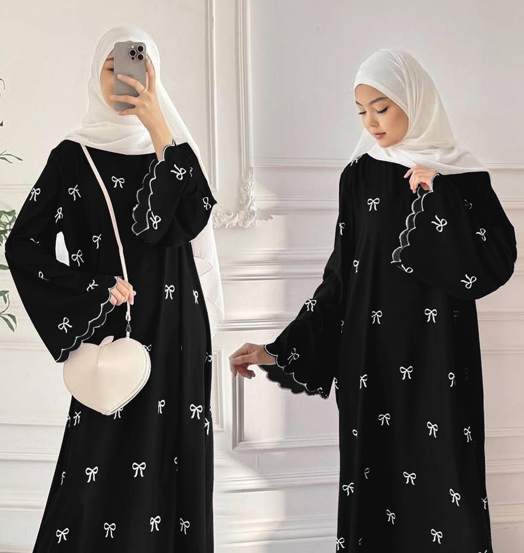 2025/07/8a135a8a-5daa-466f-9c80-e9f500475004.jpeg Georgette Bow Embroidered Abaya | Classic Full Length Abaya for Women – Husnezara